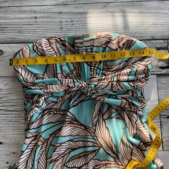 Vintage Y2K XOXO Strapless Jersey Knit Tropical Print Maxi Dress - Picture 13 of 16